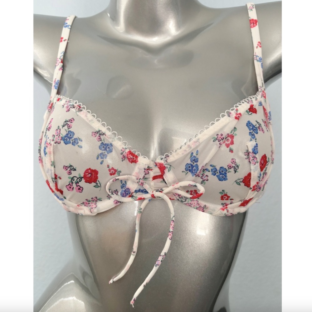 For Love & Lemons Unlined Underwire Floral Mesh Lottie Bra Nwt
